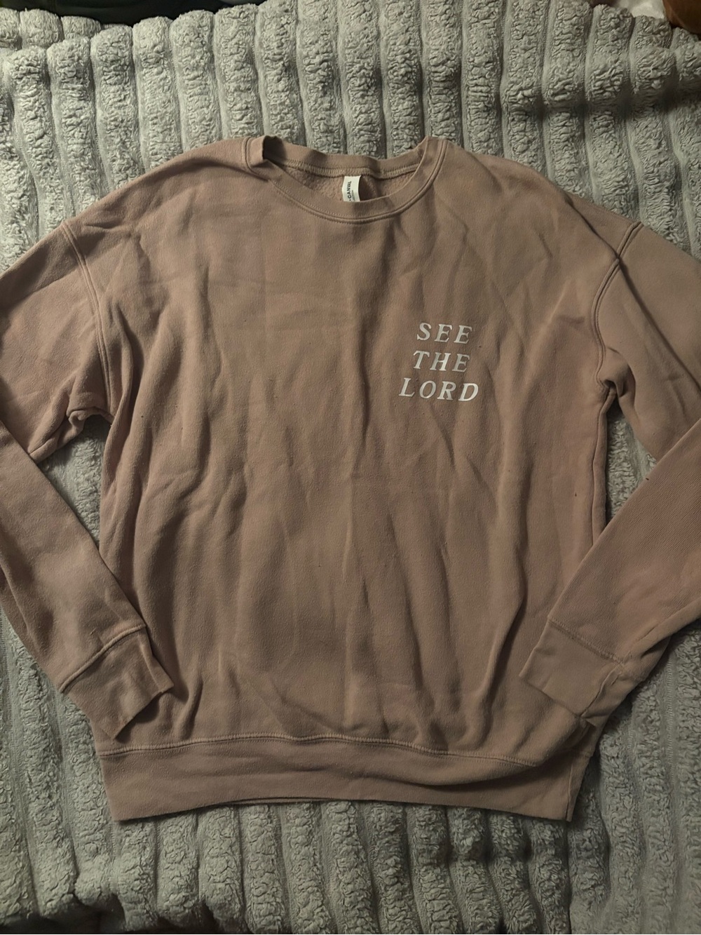 Bella Canvas Mauve Crewneck Sweatshirt with white “SEE THE LORD” logo